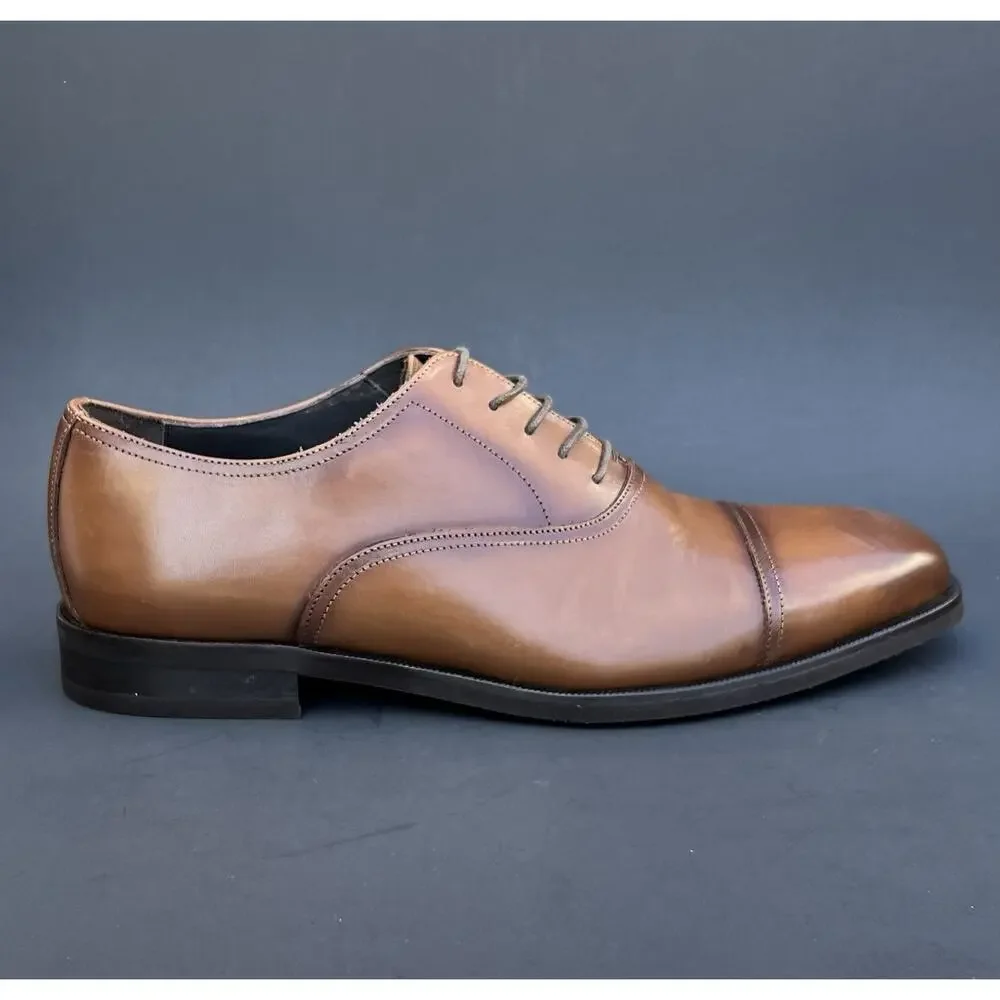 TO BOOT NEW YORK Southpoint Cap Toe Oxford Brown Leather Shoes Men's Size 8 US